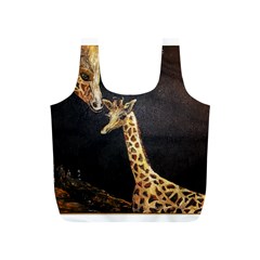 Baby Giraffe And Mom Under The Moon Reusable Bag (s) by rokinronda