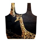 Baby Giraffe And Mom Under The Moon Reusable Bag (L) Back