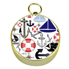 Nautical Collage Gold Compass by StuffOrSomething