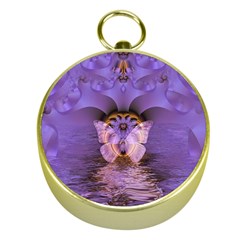 Artsy Purple Awareness Butterfly Gold Compass by FunWithFibro