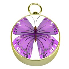 Purple Awareness Butterfly Gold Compass by FunWithFibro