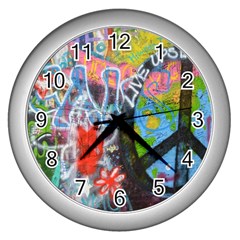 Prague Graffiti Wall Clock (silver)