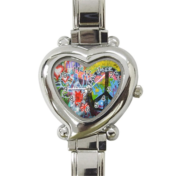 Prague Graffiti Heart Italian Charm Watch 