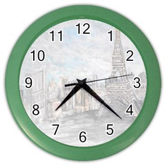 Eiffel Tower Paris Wall Clock (color) by rokinronda