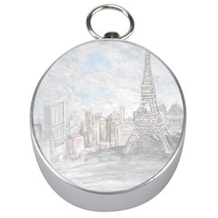 Eiffel Tower Paris Silver Compass by rokinronda