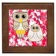 Two Owls Framed Ceramic Tile