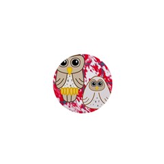 Two Owls 1  Mini Button Magnet