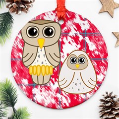 Two Owls Round Ornament