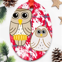 Two Owls Oval Ornament