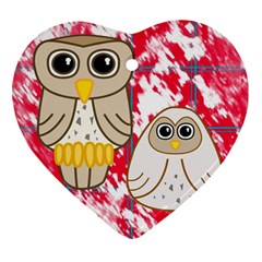 Two Owls Heart Ornament