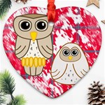 Two Owls Heart Ornament Front