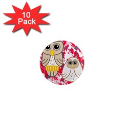 Two Owls 1  Mini Button Magnet (10 Pack)