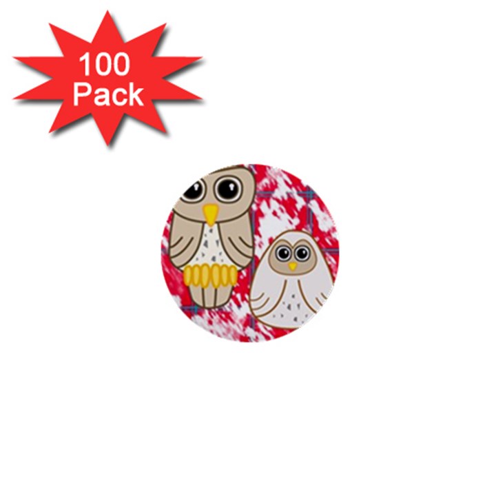 Two Owls 1  Mini Button (100 pack)