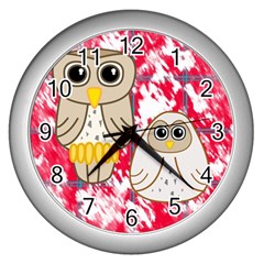 Two Owls Wall Clock (silver)