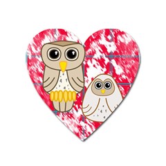 Two Owls Magnet (heart)