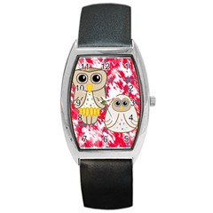 Two Owls Tonneau Leather Watch by uniquedesignsbycassie