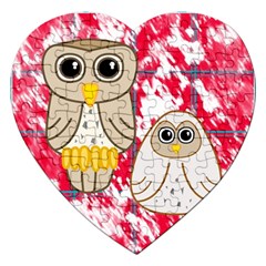 Two Owls Jigsaw Puzzle (heart) by uniquedesignsbycassie