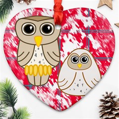 Two Owls Heart Ornament (two Sides)