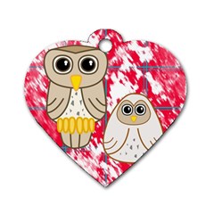 Two Owls Dog Tag Heart (one Sided)  by uniquedesignsbycassie