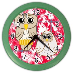 Two Owls Wall Clock (color)