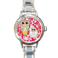 Two Owls Round Italian Charm Watch