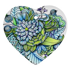 Peaceful Flower Garden Heart Ornament by Zandiepants