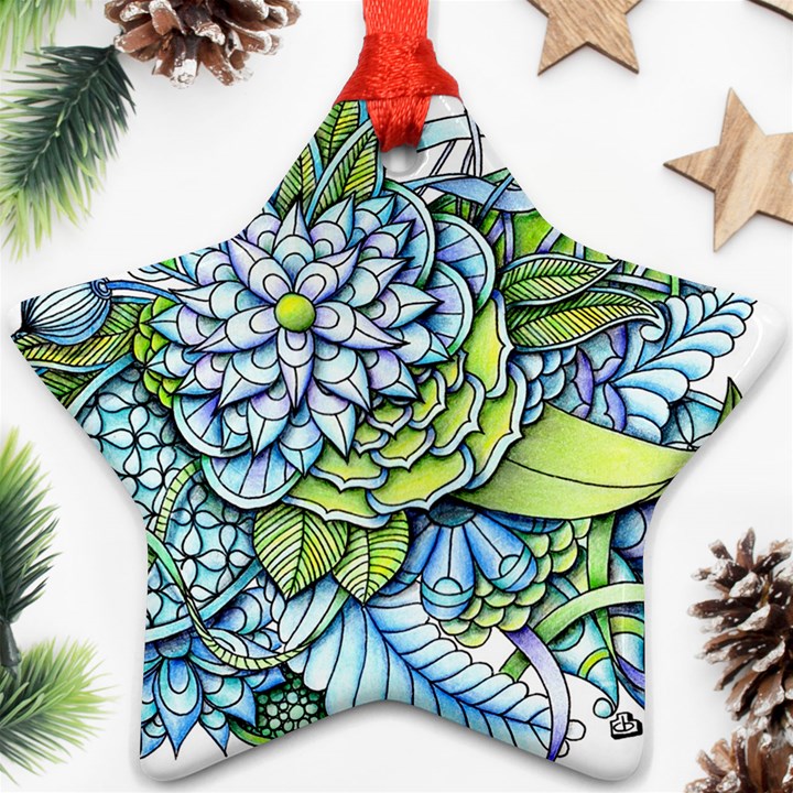 Peaceful Flower Garden Star Ornament