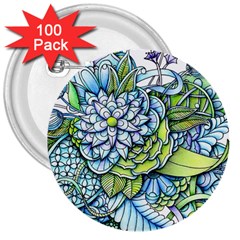 Peaceful Flower Garden 3  Button (100 Pack) by Zandiepants