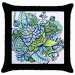 Peaceful Flower Garden Black Throw Pillow Case Front