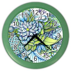 Peaceful Flower Garden Wall Clock (color) by Zandiepants