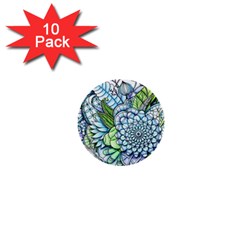 Peaceful Flower Garden 2 1  Mini Button (10 Pack) by Zandiepants