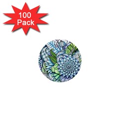 Peaceful Flower Garden 2 1  Mini Button (100 Pack) by Zandiepants