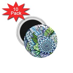 Peaceful Flower Garden 2 1 75  Button Magnet (10 Pack) by Zandiepants