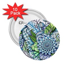 Peaceful Flower Garden 2 2 25  Button (10 Pack) by Zandiepants