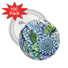 Peaceful Flower Garden 2 2 25  Button (100 Pack) by Zandiepants