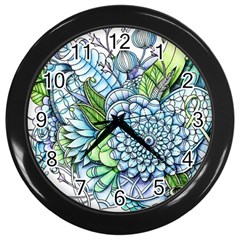 Peaceful Flower Garden 2 Wall Clock (black) by Zandiepants