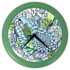 Peaceful Flower Garden 2 Wall Clock (color) by Zandiepants