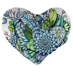 Peaceful Flower Garden 2 19  Premium Heart Shape Cushion by Zandiepants