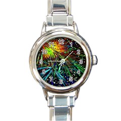 Exploding Fireworks Round Italian Charm Watch