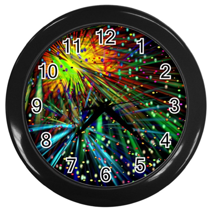 Exploding Fireworks Wall Clock (Black)