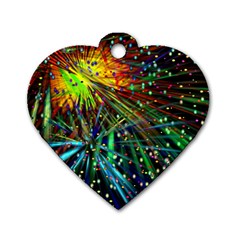 Exploding Fireworks Dog Tag Heart (two Sided)