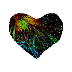 Exploding Fireworks 16  Premium Heart Shape Cushion 