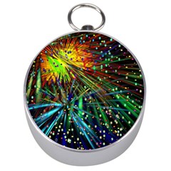 Exploding Fireworks Silver Compass by StuffOrSomething