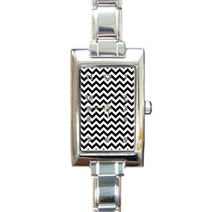 Black And White Zigzag Rectangular Italian Charm Watch by Zandiepants