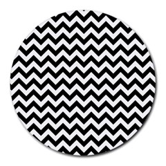 Black And White Zigzag 8  Mouse Pad (round) by Zandiepants