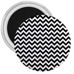 Black And White Zigzag 3  Button Magnet Front