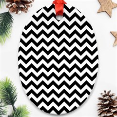 Black And White Zigzag Oval Ornament