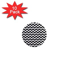 Black And White Zigzag 1  Mini Button Magnet (10 Pack)