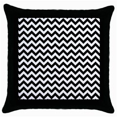 Black And White Zigzag Black Throw Pillow Case by Zandiepants