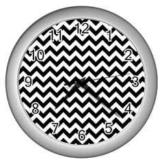 Black And White Zigzag Wall Clock (silver)